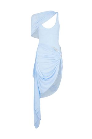 Midi dress asimmetrico azzurro DAVID KOMA | SS25DK02DSOFTBLUEPEACHSILVER
